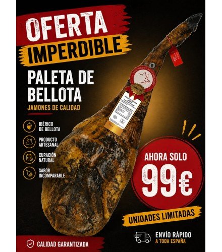 Paleta de bellota ibérica 50% raza ibérica ¨JAMONREY¨ -Envíos Gratis 24 horas- (Elija su peso ideal)